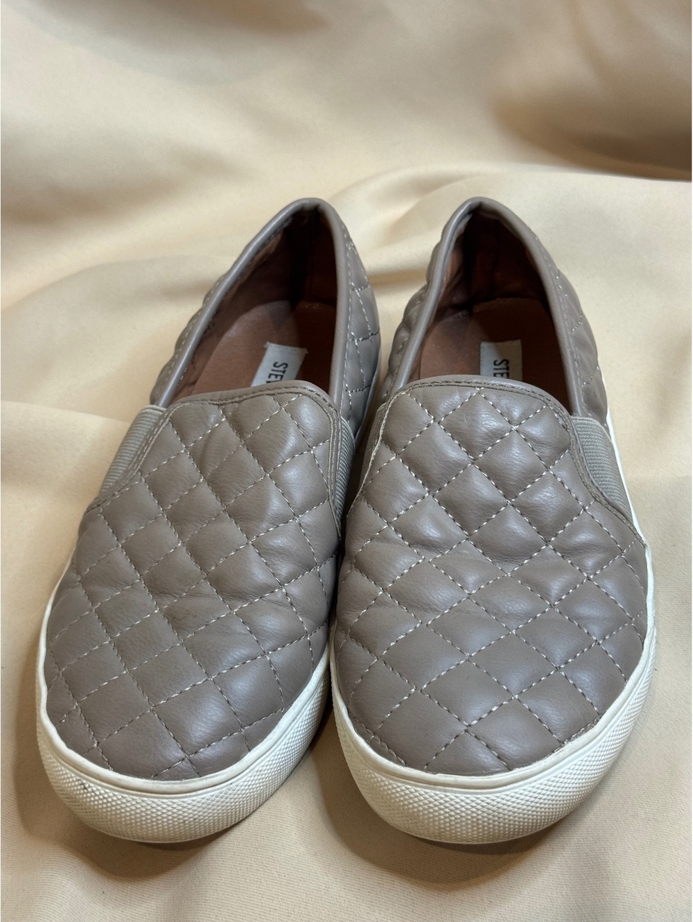 Steve Madden Taupe Quilted Slip-On Sneakers
